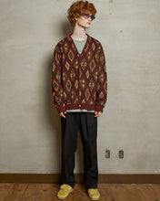 Load image into Gallery viewer, UNALLOYED Argyle Mohair Cardigan Wine
