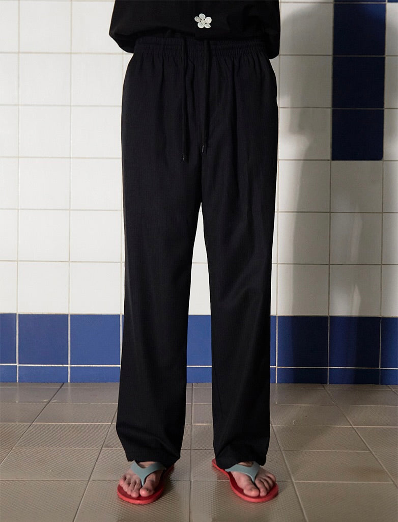 UNALLOYED Button Flower Stripe Pant Black