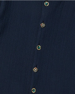 N Archive 90s Vintage Button Knit Shirt Navy