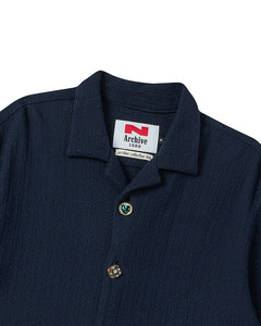 N Archive 90s Vintage Button Knit Shirt Navy