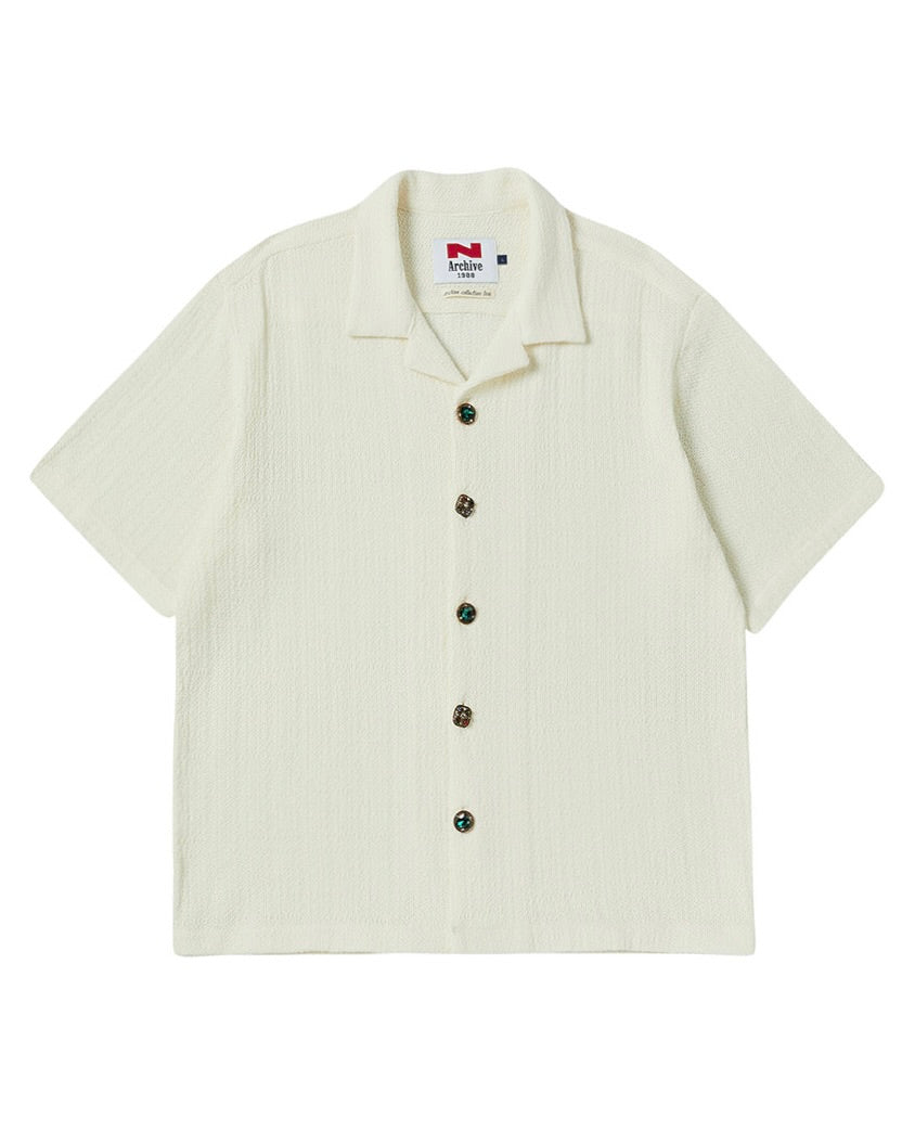 N Archive 90s Vintage Button Knit Shirt Ivory