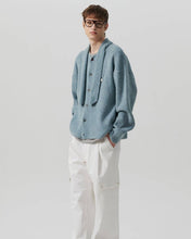 Load image into Gallery viewer, N. Archive Tie Detail Vintage Medal Knit Cardigan Ash Blue
