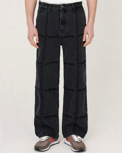 UNALLOYED Cutting Block Denim Pants Black