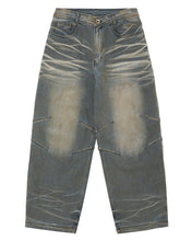 将图片加载到图库查看器，BLR Embossed Wave Washing Wide Denim Pants Light Blue

