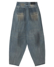 Load image into Gallery viewer, BLR Destroyed Oil Washed Wide Denim Pants Light Blue
