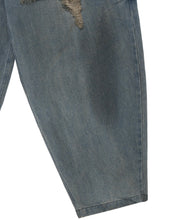 Load image into Gallery viewer, BLR Destroyed Oil Washed Wide Denim Pants Light Blue
