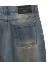 Load image into Gallery viewer, BLR Destroyed Oil Washed Wide Denim Pants Light Blue
