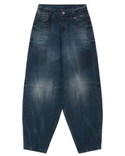 Load image into Gallery viewer, BLR Dirty Oil Washed Wide Denim Pants Blue
