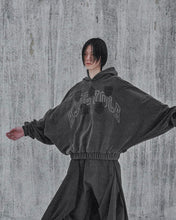Load image into Gallery viewer, AJOBYAJO University Wappen Batwing Hoodie Charcoal

