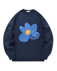 Fallett Boucle Flower Sweatshirt Navy