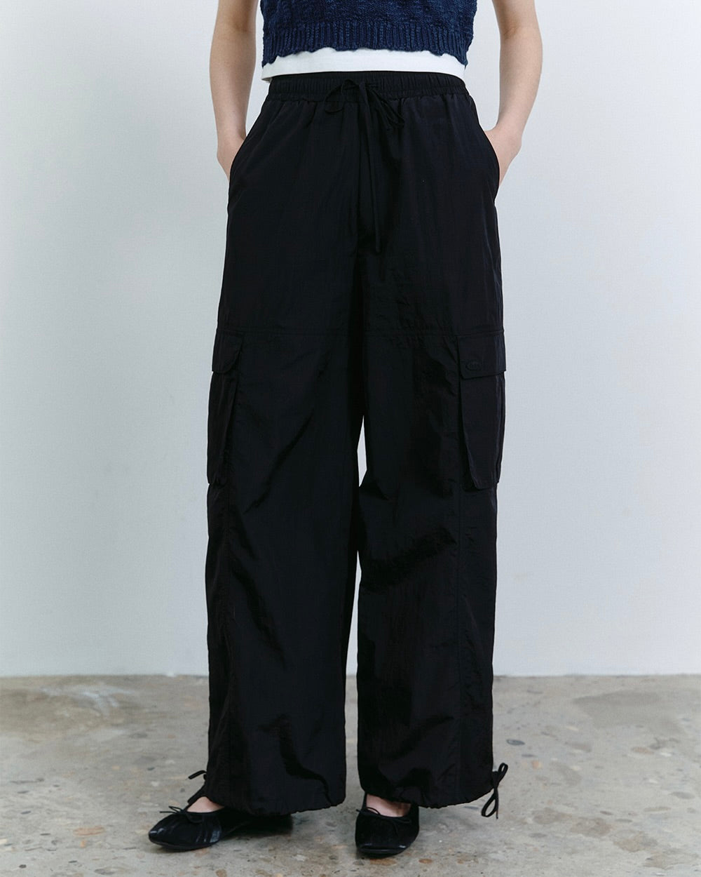 Fallett Parachute Cargo Banding Pants Black