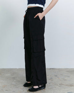 Fallett Parachute Cargo Banding Pants Black