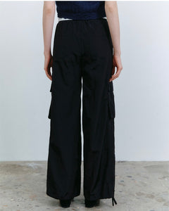 Fallett Parachute Cargo Banding Pants Black