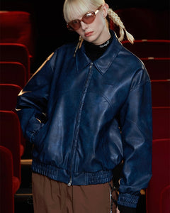 UNALLOYED Faux Leather Western Blouson Blue