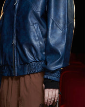 Load image into Gallery viewer, UNALLOYED Faux Leather Western Blouson Blue

