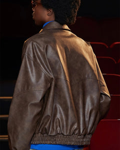 UNALLOYED Faux Leather Western Blouson Brown
