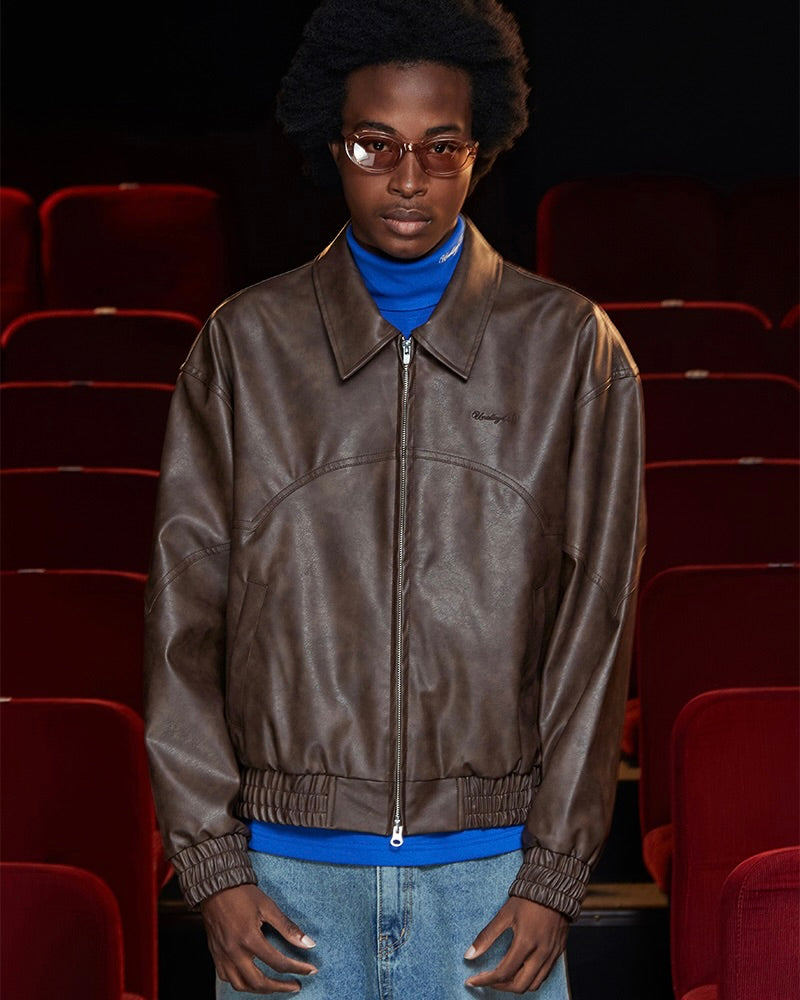 UNALLOYED Faux Leather Western Blouson Brown