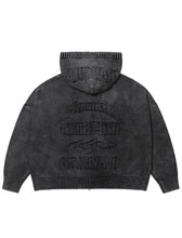 Load image into Gallery viewer, AJOBYAJO Five AJO Logos Washed Zip- Up Hoodie Charcoal
