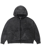 Load image into Gallery viewer, AJOBYAJO Five AJO Logos Washed Zip- Up Hoodie Charcoal
