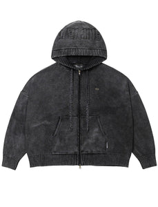 AJOBYAJO Five AJO Logos Washed Zip- Up Hoodie Charcoal