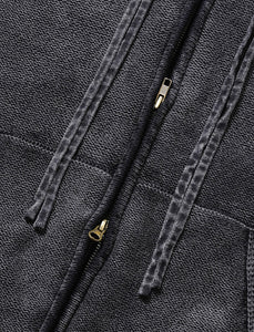 AJOBYAJO Five AJO Logos Washed Zip- Up Hoodie Charcoal