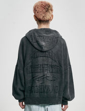 Load image into Gallery viewer, AJOBYAJO Five AJO Logos Washed Zip- Up Hoodie Charcoal
