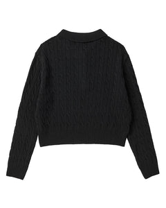 ILP New Parisian Cashmere Cable Crop Knit Black