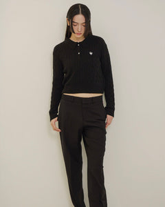 ILP New Parisian Cashmere Cable Crop Knit Black