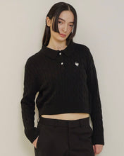 Load image into Gallery viewer, ILP New Parisian Cashmere Cable Crop Knit Black
