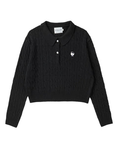 ILP New Parisian Cashmere Cable Crop Knit Black