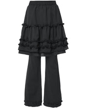 将图片加载到图库查看器，FLARE UP Layered Ruffle Skirt Pants Black
