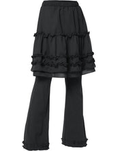 将图片加载到图库查看器，FLARE UP Layered Ruffle Skirt Pants Black
