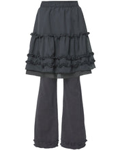 将图片加载到图库查看器，FLARE UP Layered Ruffle Skirt Pants Charcoal
