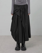 将图片加载到图库查看器，FLARE UP Asymmetrical Draped Layered Long Skirt Black
