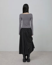 将图片加载到图库查看器，FLARE UP Asymmetrical Draped Layered Long Skirt Black
