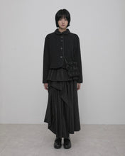 将图片加载到图库查看器，FLARE UP Asymmetrical Draped Layered Long Skirt Black
