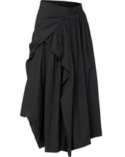 将图片加载到图库查看器，FLARE UP Asymmetrical Draped Layered Long Skirt Black
