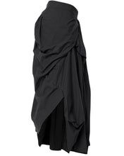 将图片加载到图库查看器，FLARE UP Asymmetrical Draped Layered Long Skirt Black
