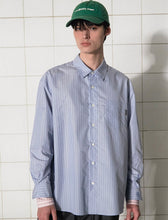 Load image into Gallery viewer, UNALLOYED Layered Cuffs Stripe Shirt Blue

