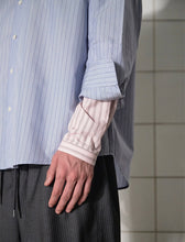 Load image into Gallery viewer, UNALLOYED Layered Cuffs Stripe Shirt Blue
