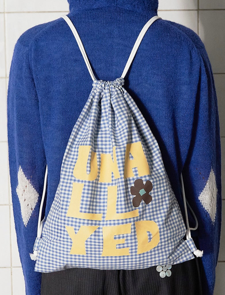 UNALLOYED Logo Gingham Check Gym Sack Blue