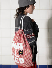 Load image into Gallery viewer, UNALLOYED Logo Gingham Check Gym Sack Red

