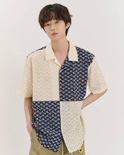 Load image into Gallery viewer, N Archive Pattern Cutting Open Collar Shirt Navy
