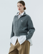 Load image into Gallery viewer, ILP New Parisian Logo Wool Zip-Up High Neck Knit Gray
