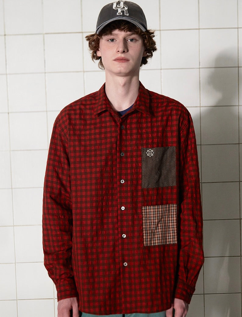 UNALLOYED Pocket Gingham Check Shirt Red
