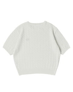 Nomantic Bamboo Cable Crop Knit Top Ivory
