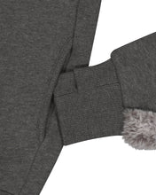 Load image into Gallery viewer, OJOS Fur Trim Jersey Zip-up Charcoal
