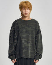 Load image into Gallery viewer, AJOBYAJO Camouflage Leopard Mixed Sweatshirt Charcoal
