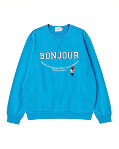 ILP New Parisian Dog Suede Logo Sweatshirt Blue