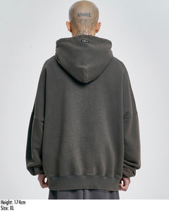 AJOBYAJO Curve Pocket Washed Hoodie Charcoal